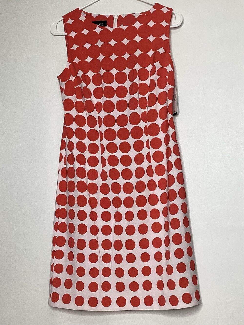 Alyx Women’s Size 4 NEW Polka Dot Pink Sheath Dress Sleeveless Knee Length